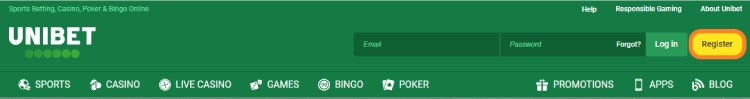 Unibet reģistrācija